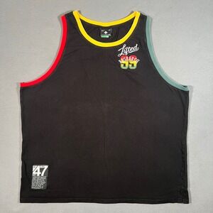 LRG Lifted Research Group Tank Top Shirt 3XL Black Rasta Reggae Y2K‎ Streetwear